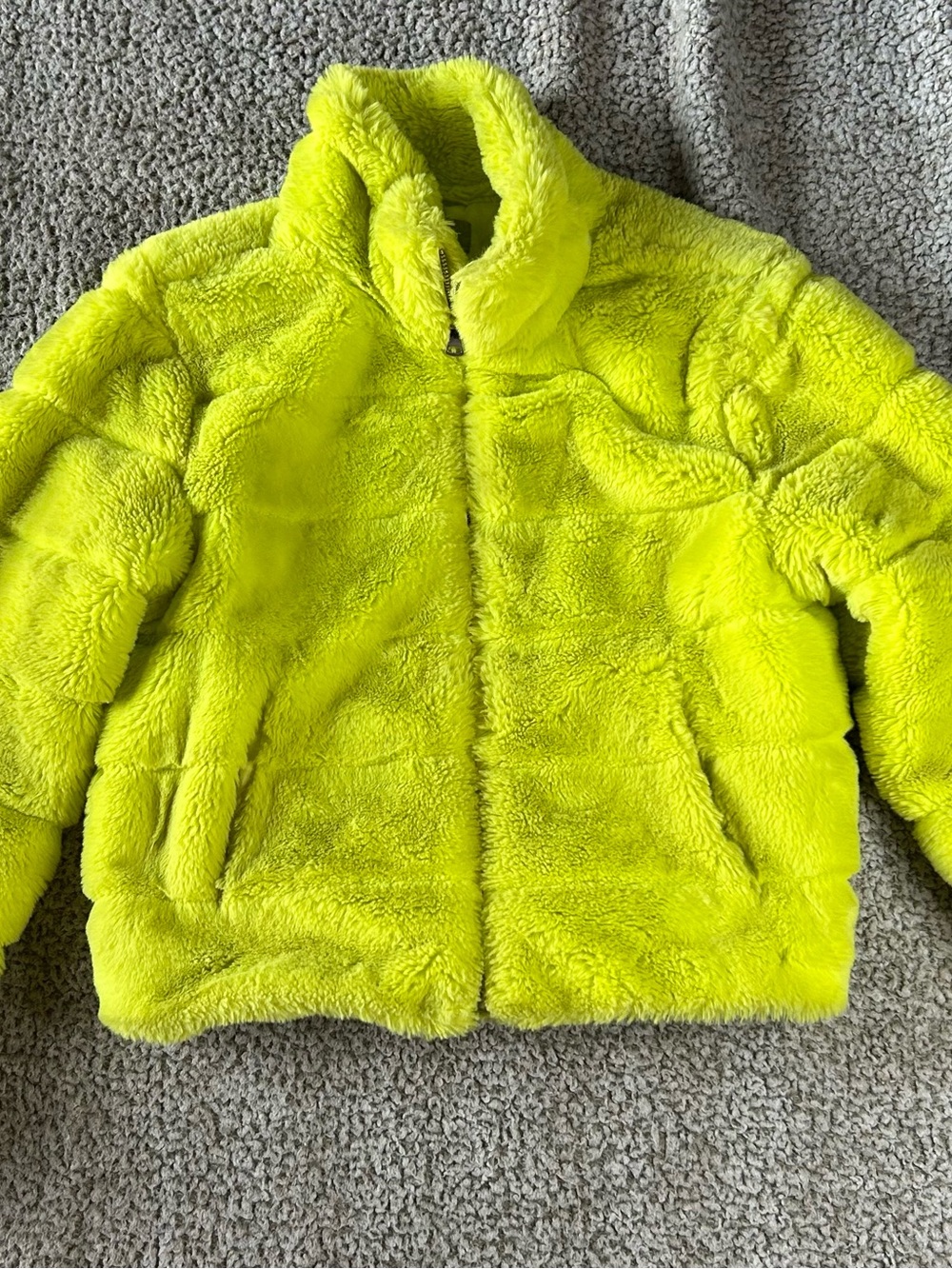 Tractr Neon Yellow Plush Puffer Jacket